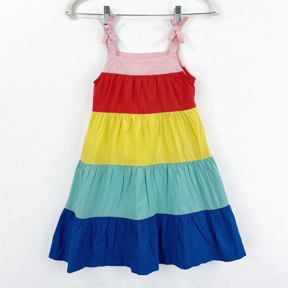 Hanna Andersson Dress Girls 5/110 cm Rainbow Stripe Sundress Tank Long Lined Bow - Picture 2 of 16